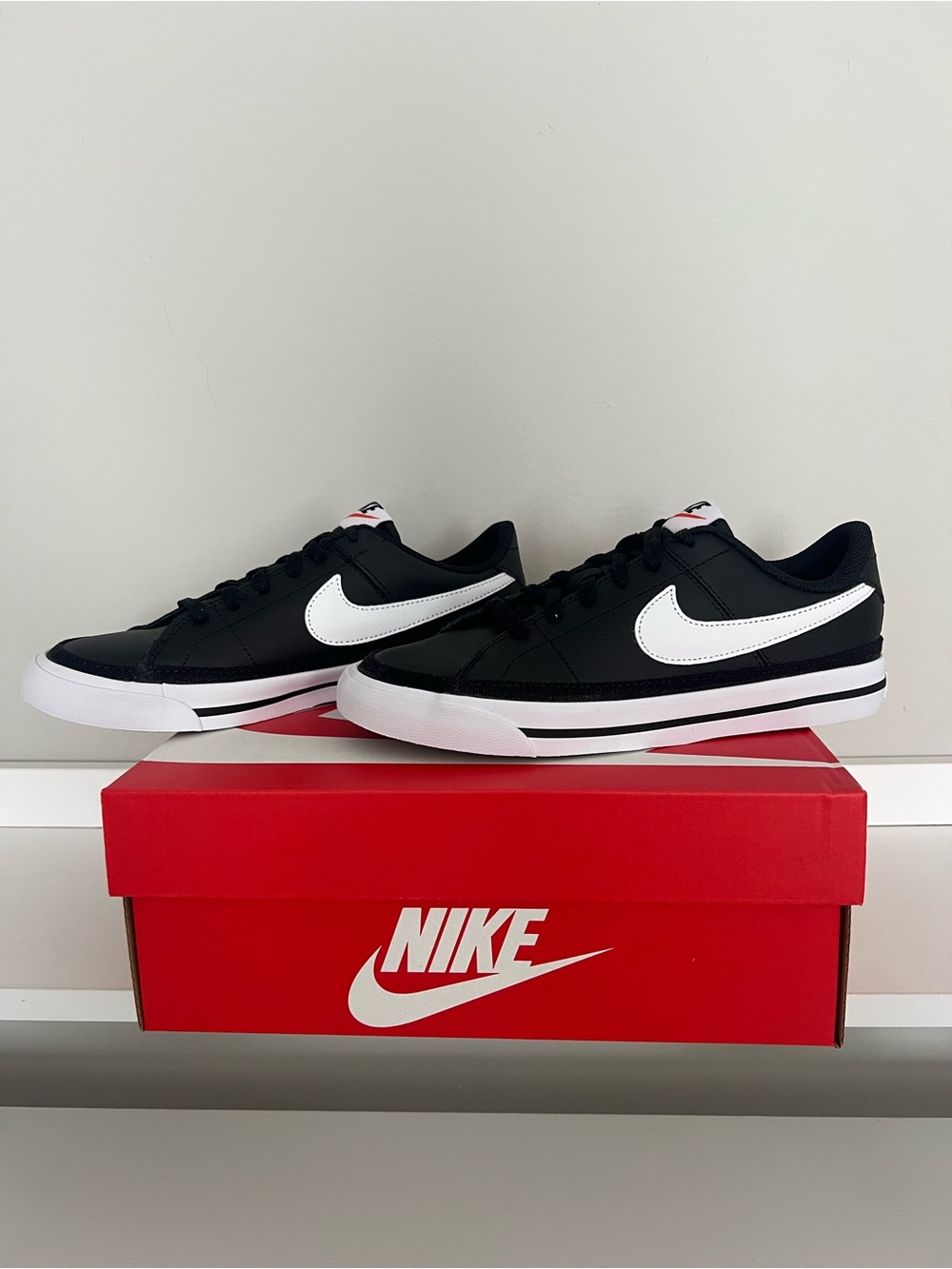 Nike Youth Court Legacy Black and White Casual Low-Top Sneakers